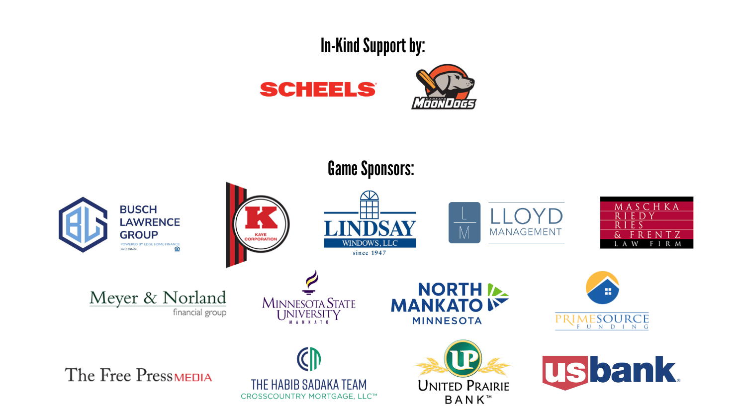 List of Sponsors for the Men's Event