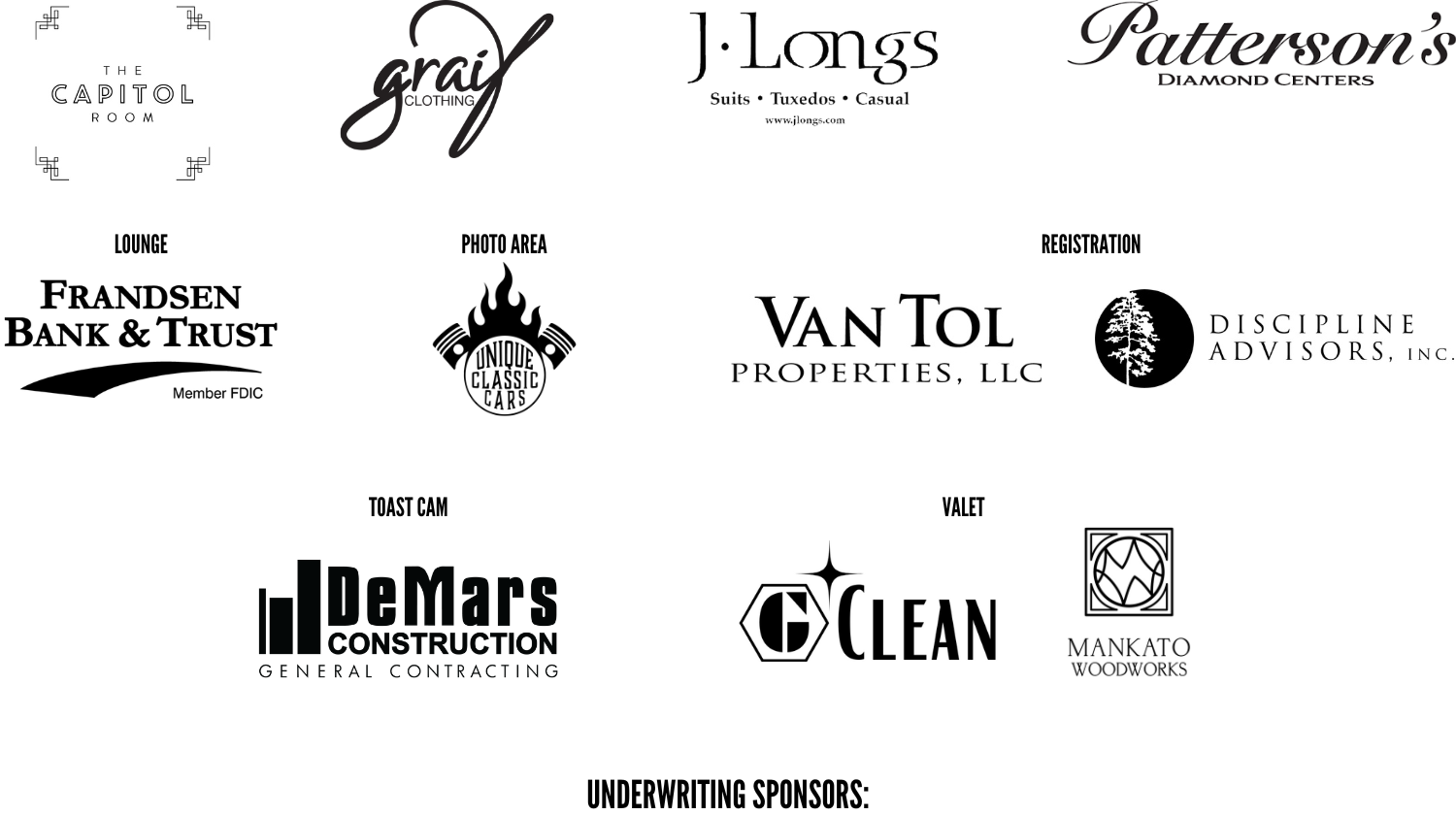 List of sponsors for the 10th annual Fire & Ice Ball