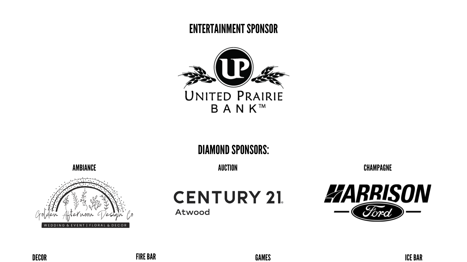 List of sponsors for the 10th annual Fire & Ice Ball