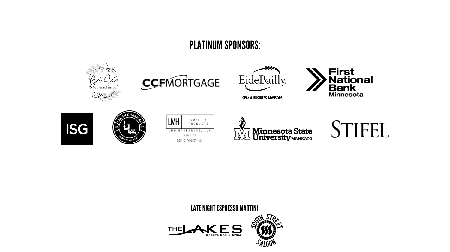 List of sponsors for the 10th annual Fire & Ice Ball