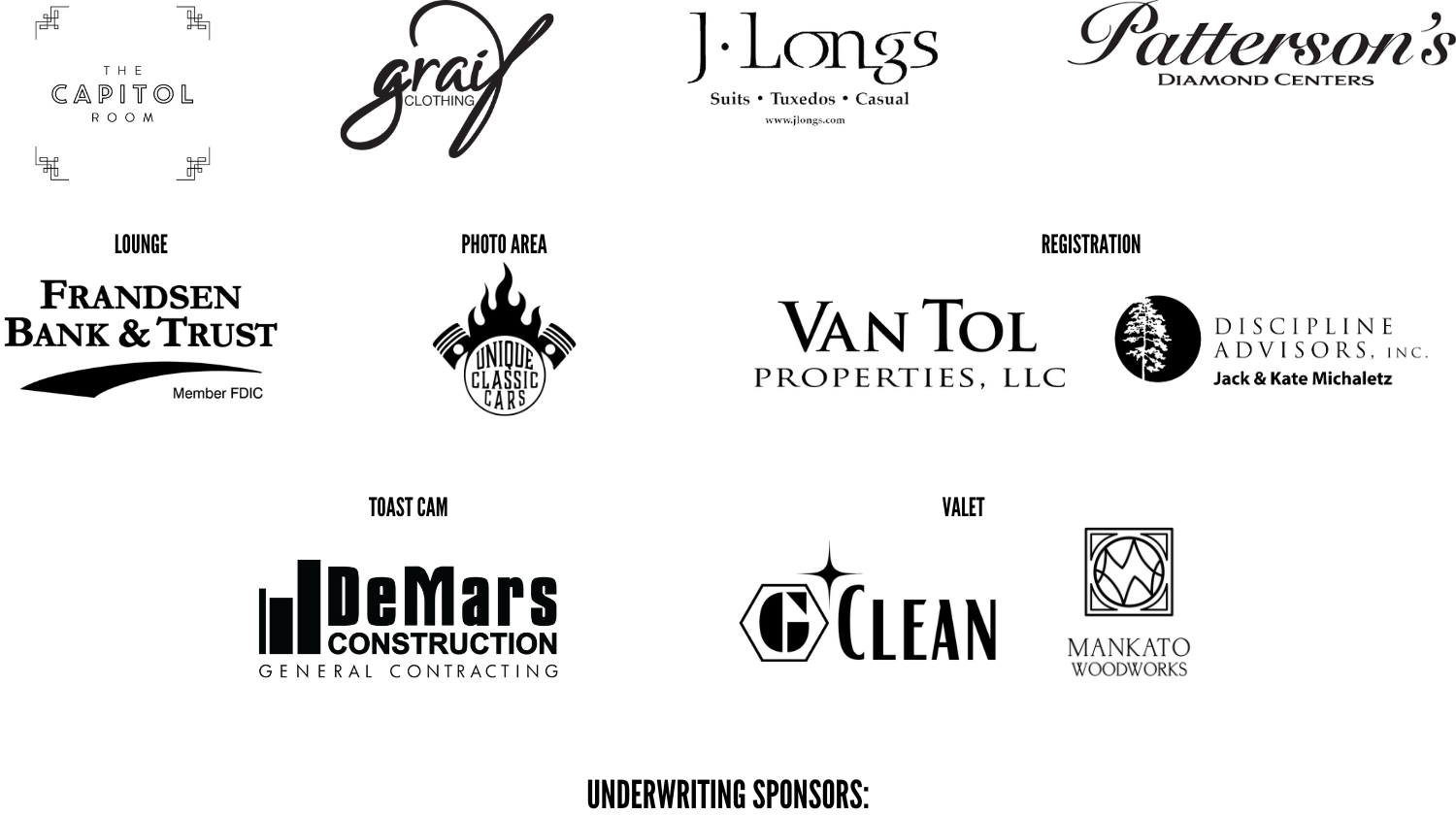 List of sponsors for the 10th annual Fire & Ice Ball